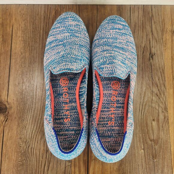 Rothy's The Loafer Womens Sz 7.5 Turquoise Melange Knit Flats Slip On Shoes Low - Picture 6 of 9